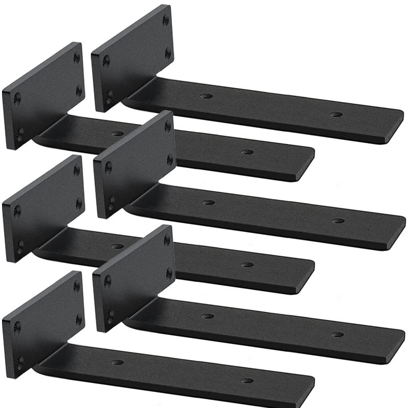 YMDparts Shelf Brackets Heavy Duty Industrial L Shelf Bracket - 0.2 Inch Thick Premium Solid Steel Shelf Supports  Black Rustic Wall Brackets for Shelves - 10 Inch Floating Shelves Hardware (6Pcs) - Image 1